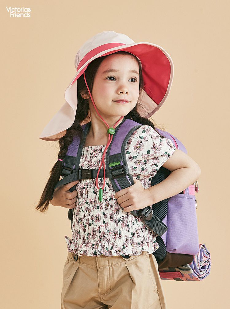 韓國 Victoria & Friends - UPF 50+ 防潑水透氣軟鋼絲遮脖遮陽帽(附口哨)-簡約杏