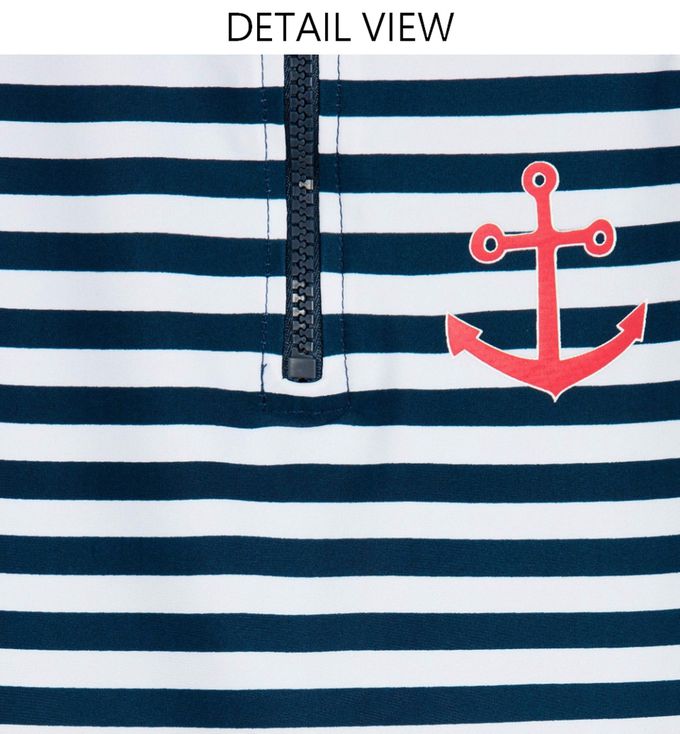 德國Playshoes - 抗UV防曬短袖兩件組兒童泳裝-海軍風