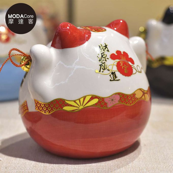 MODACore 摩達客 - 摩達客◉春節開運◉大口招財貓糖果收納擺飾聚寶盆-藍色