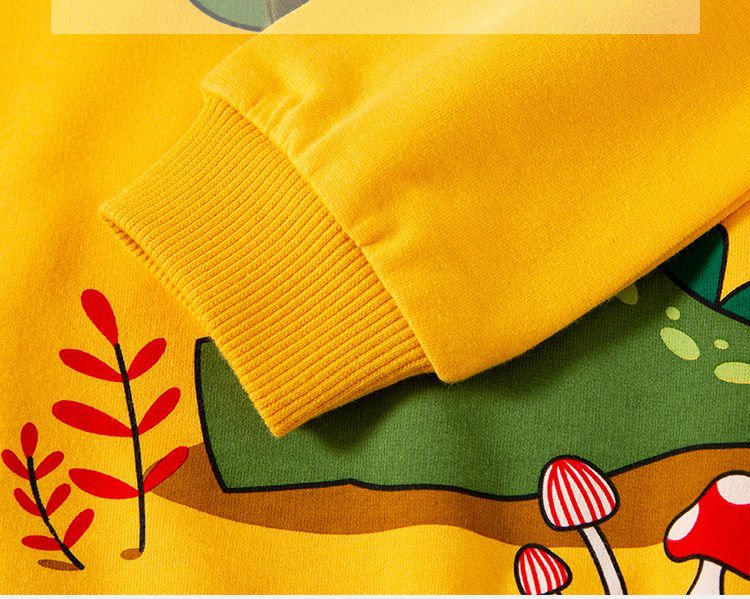 純棉立體連帽長袖上衣/帽T-小小妖怪-藍色