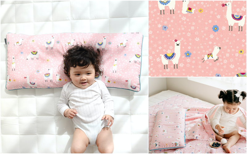 【 韓國 Formongde 】雙面材質兒童枕 粉紅駱馬