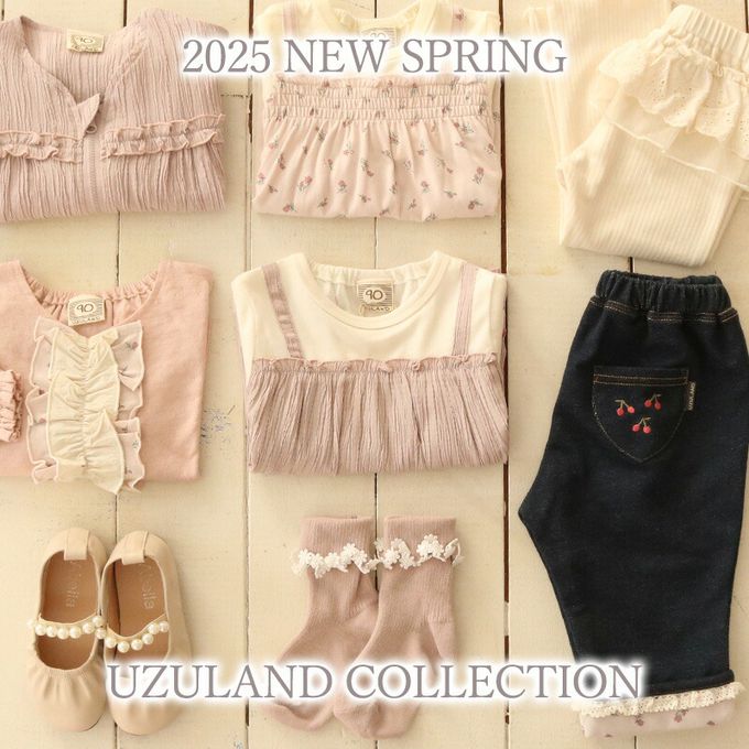 日本 ZOOLAND - 甜美荷葉花朵反摺七分褲-櫻桃刺繡-黑