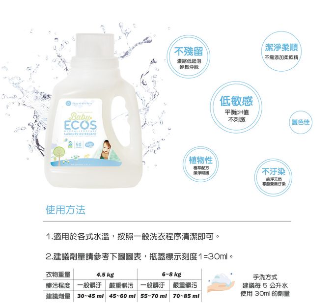 美國 ECOS - 天然溫和嬰幼兒洗衣精-薰衣草洋甘菊-1,500 ml