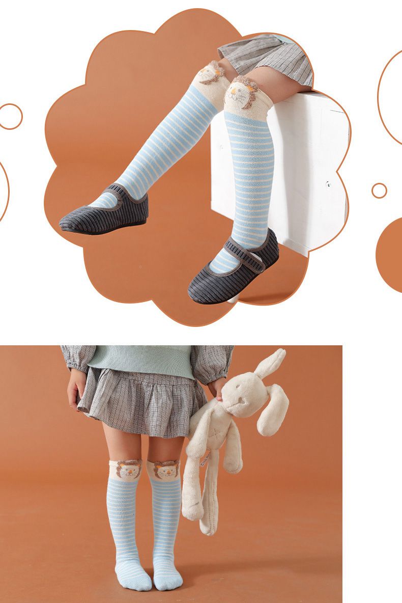 兒童長筒動物造型襪-薑黃圓點熊 (ONE SIZE (建議腳長16-21cm))