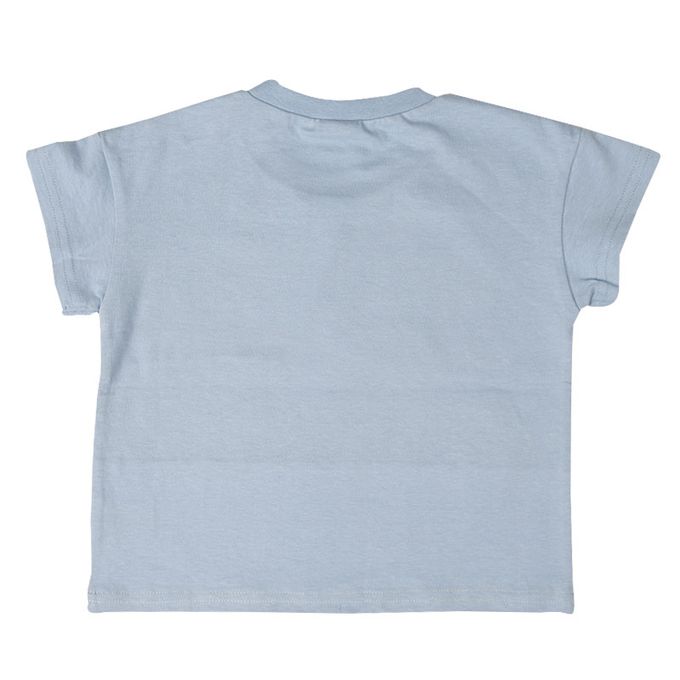 akachan honpo - 短袖拼接T恤-淺藍色