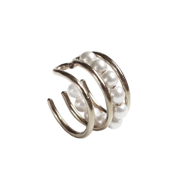 日本 Melody Accessory - 日本製 小巧珍珠線條耳骨夾-玫瑰金