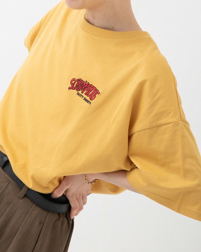 日本 gleam - 美式復古糖果印花寬大風短袖T恤-燕麥灰