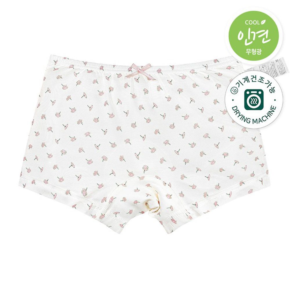 嫘縈涼感透氣四角褲(女寶)-迷你小粉花-白
