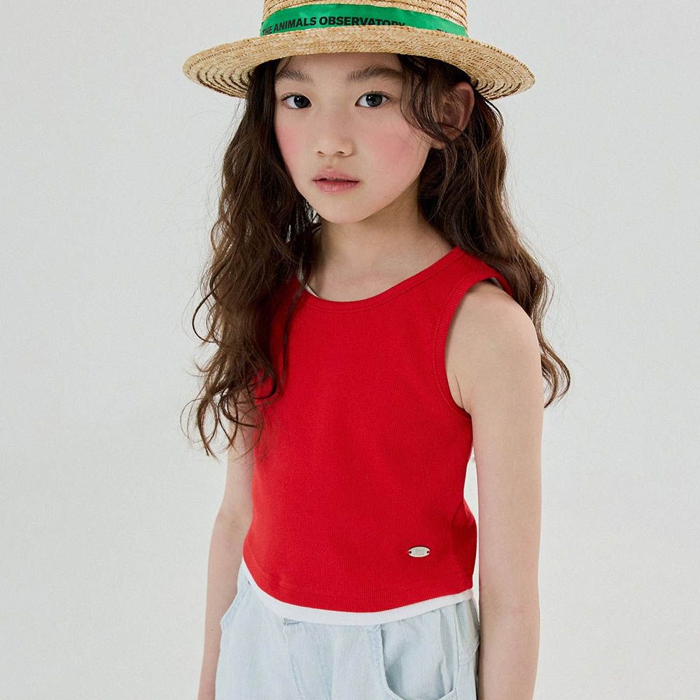 簡約金屬飾彈性背心-紅