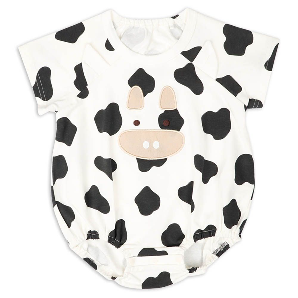 短袖包屁衣-動物造型-米白色