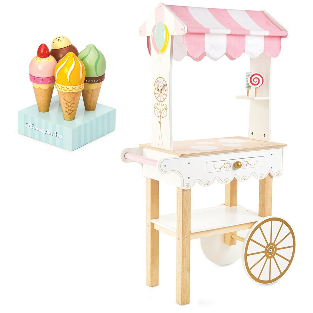 英國 Le Toy Van - 角色扮演 - 夢幻甜點餐車大型玩具組-送甜筒冰淇淋玩具一組