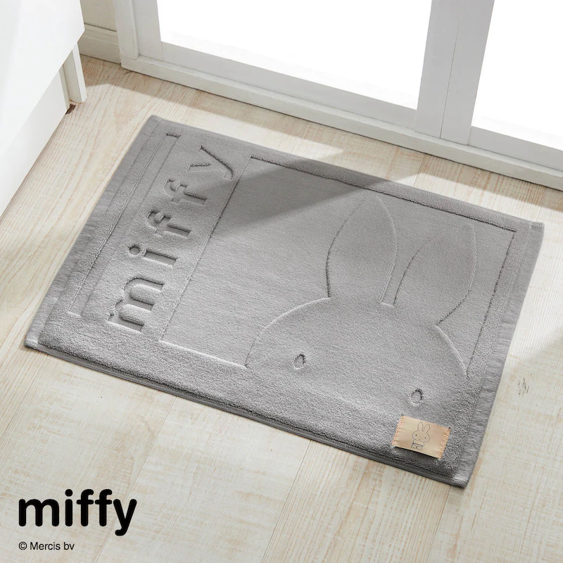 日本千趣會 - 米飛 毛巾純棉吸水腳踏墊(浴室/玄關)-粉灰 (43x60cm)