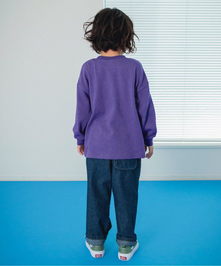 日本 BREEZE - 率性立體小包設計長袖上衣-紫x黑