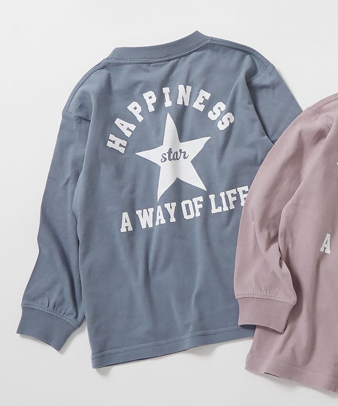 日本 devirock - 100%棉 定番印花長袖上衣-幸福星星-粉紫