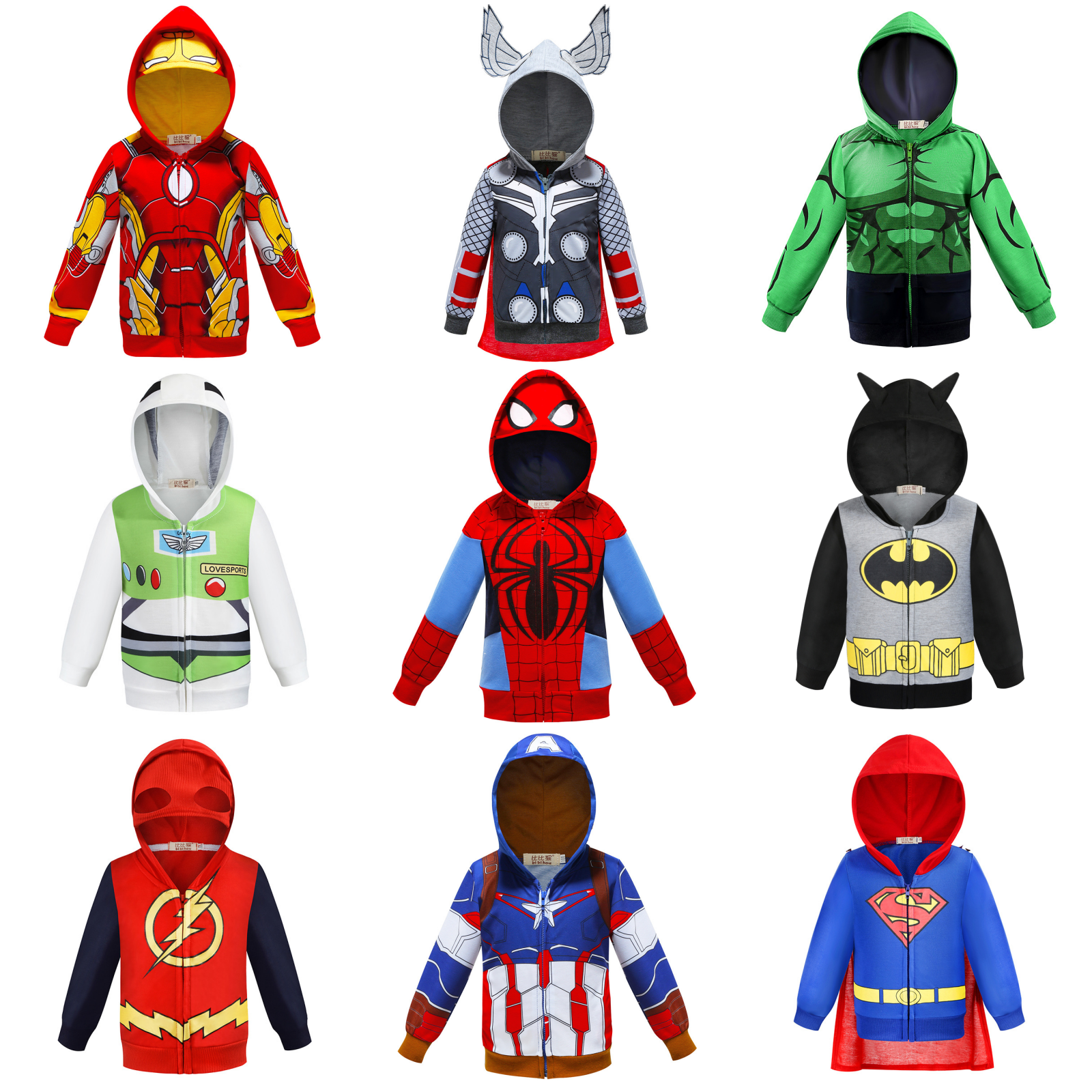 英雄卡通風造型外套-藍白