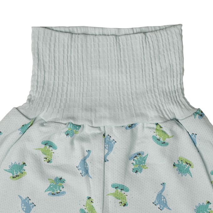 akachan honpo - 長袖家居服 穿衣練習-套頭式 恐龍滑雪板-綠色