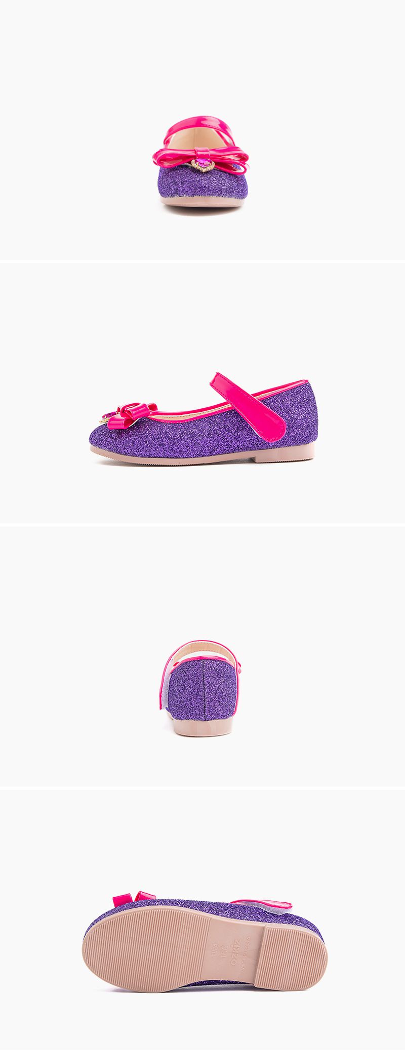 韓國 OZKIZ - 亮粉紫寶石愛心皮鞋