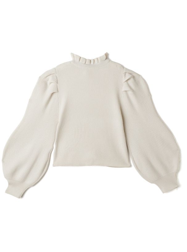 日本 GRL - 甜美扭結木耳領薄針織上衣-淺粉