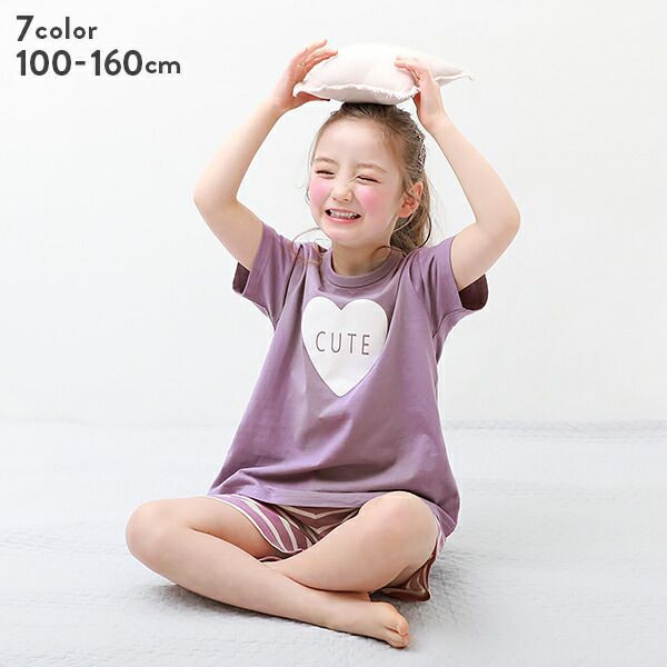 日本 devirock - 純棉舒適短袖家居服/睡衣-櫻桃點點-灰藍