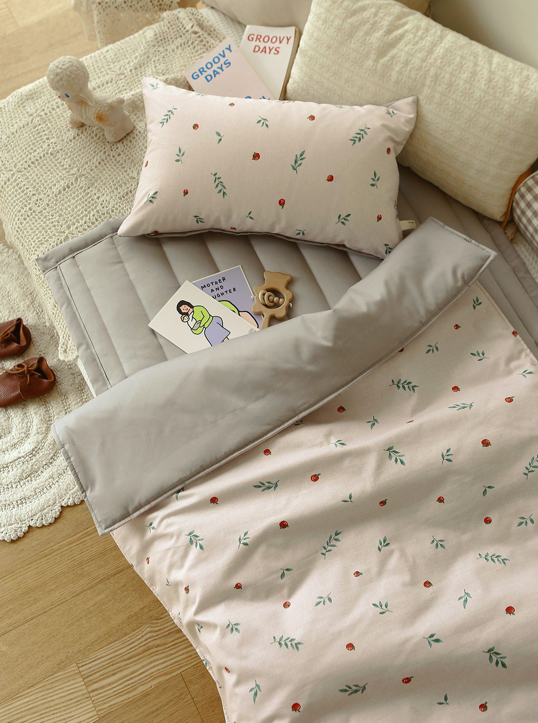 韓國 Prielle - 純棉分離式睡袋(無拉鍊)-萌萌動物-附防水睡袋收納袋