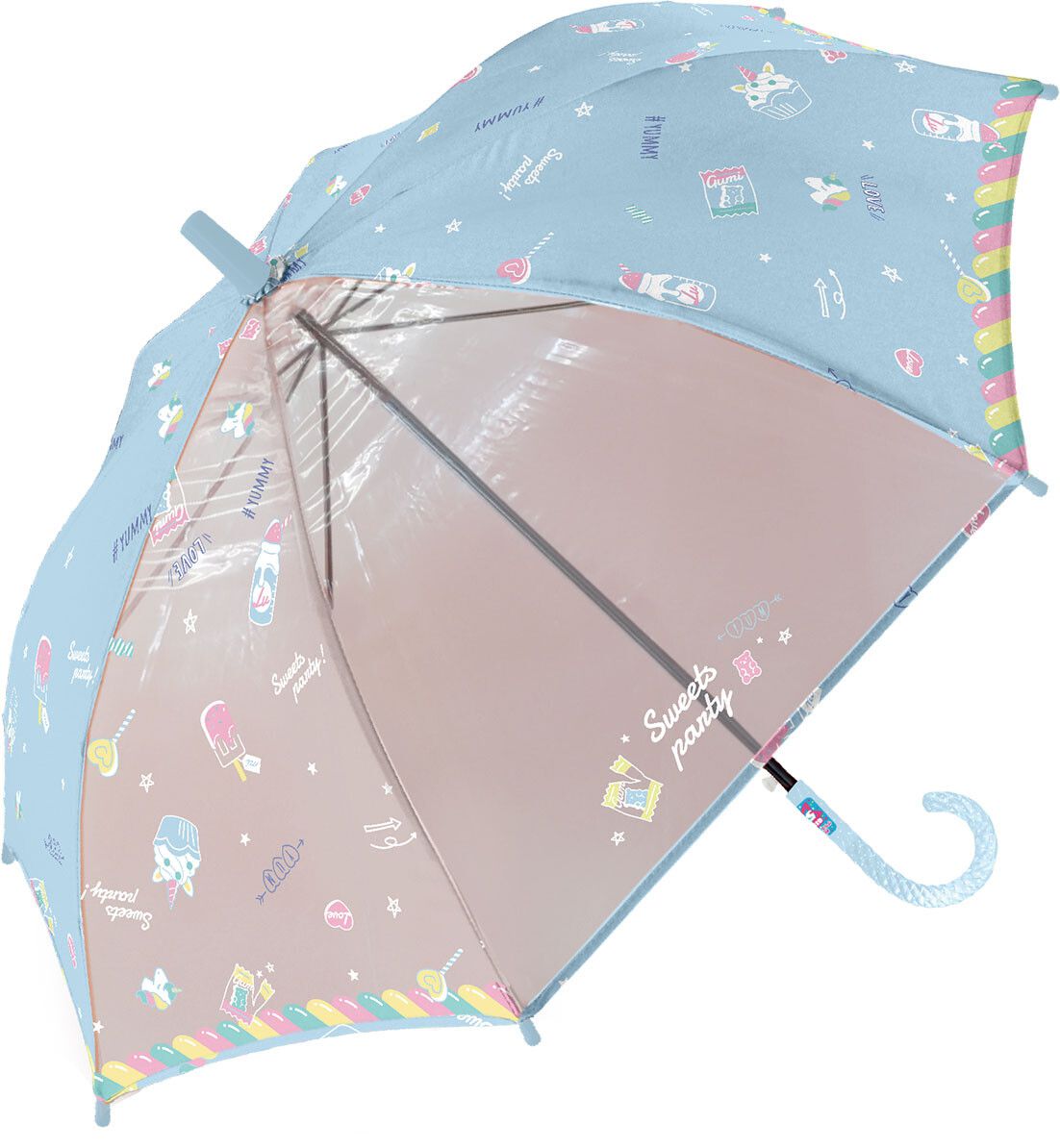 日本中谷 - 透明窗設計兒童雨傘/直傘-獨角獸甜點-粉紫 (50cm(身高115-125cm))