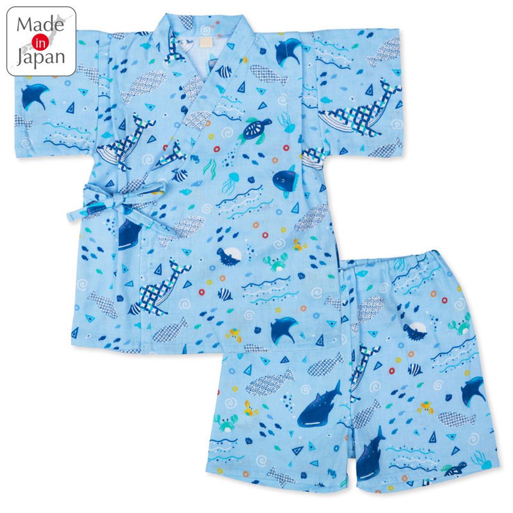 幼兒兩件式甚平-海-藍色