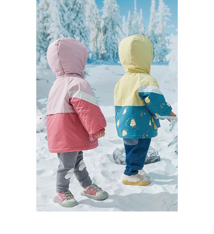 加厚拼色三合一衝鋒外套-QQ海豹-粉色