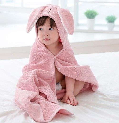 韓國 Conitale - 純棉造型浴巾袍-粉紅兔兔 (68X120cm)