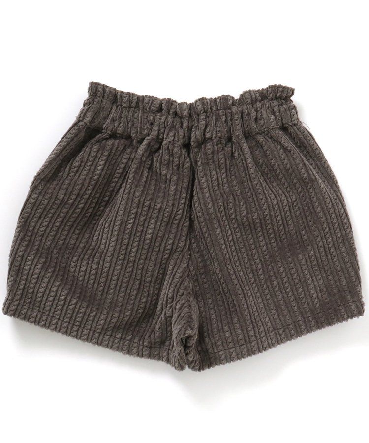 日本 apres les cours - 蝴蝶結口袋燈芯絨短褲-葡萄紫