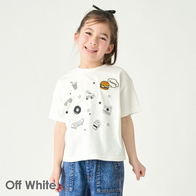 日本 evercloset - 100%棉 漢堡貼布短袖上衣-淺綠