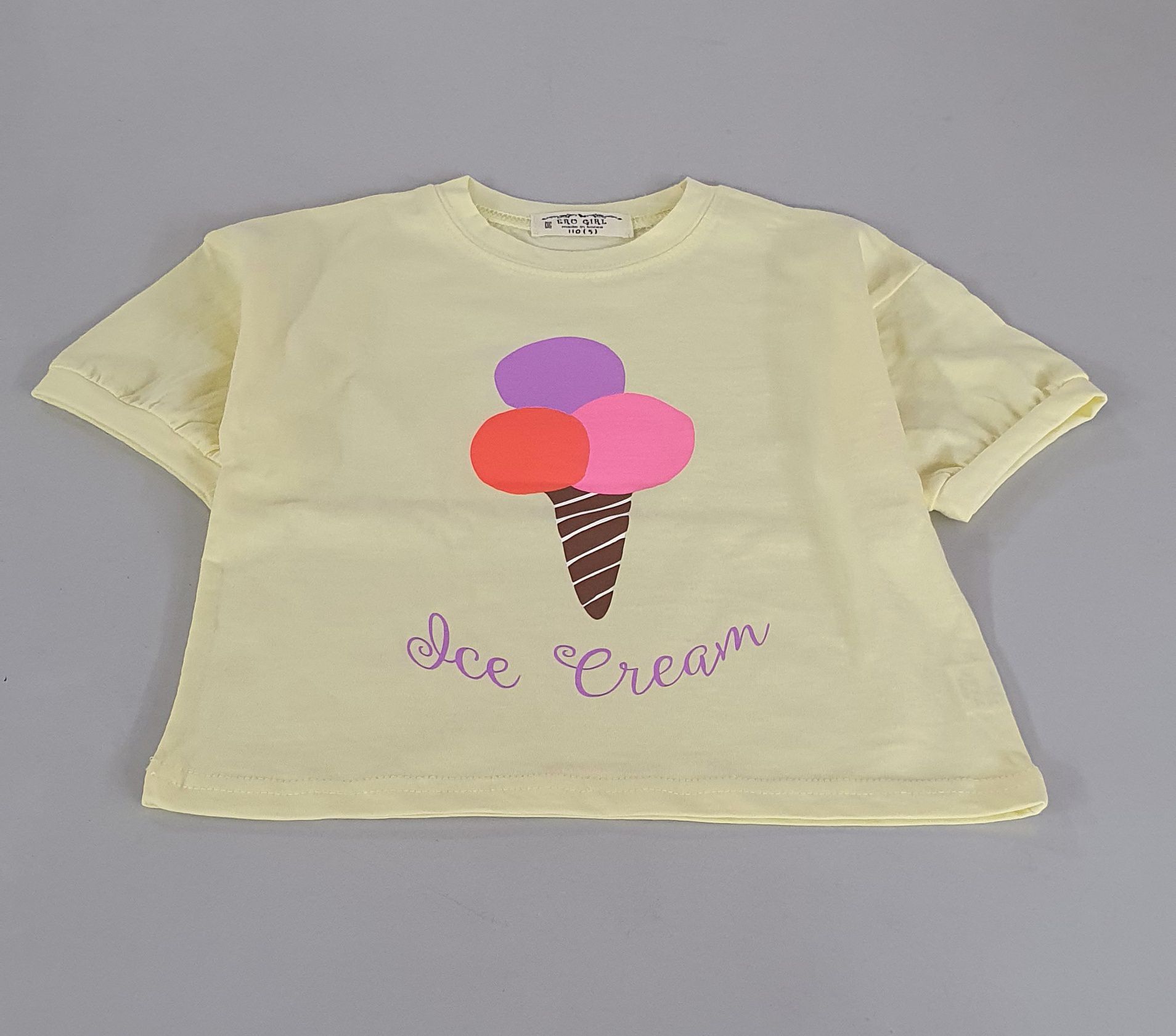 韓國 ERU - 三色冰淇淋印花T-鵝黃