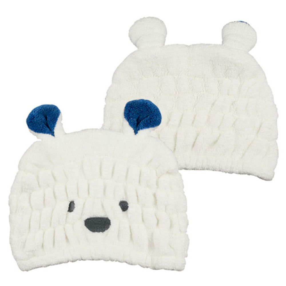 akachan honpo - 動物造型吸水乾髮帽-白熊-白色 (頭圍44~80cm)