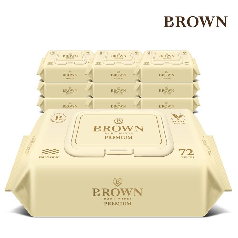 韓國BROWN - PREMIUM濕紙巾-蘆薈72抽(含蓋)*10包