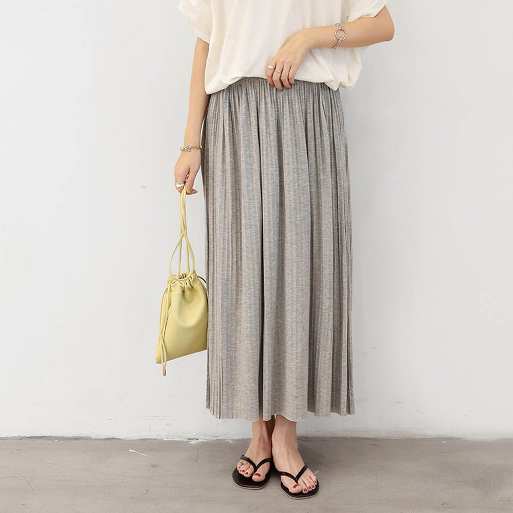 莫代爾舒適修身百摺長裙-淺灰色 (F)
