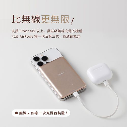 Mag Slim超薄磁吸無線行動電源 5000mAh-玫瑰金