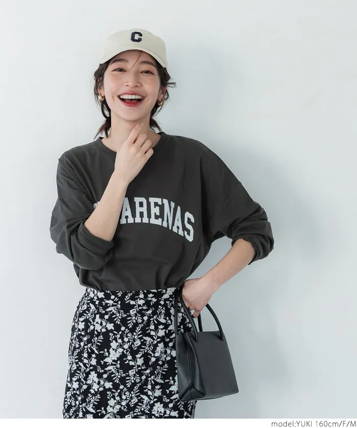 日本 COCA - 圓領印花長版薄長袖上衣-印花E款