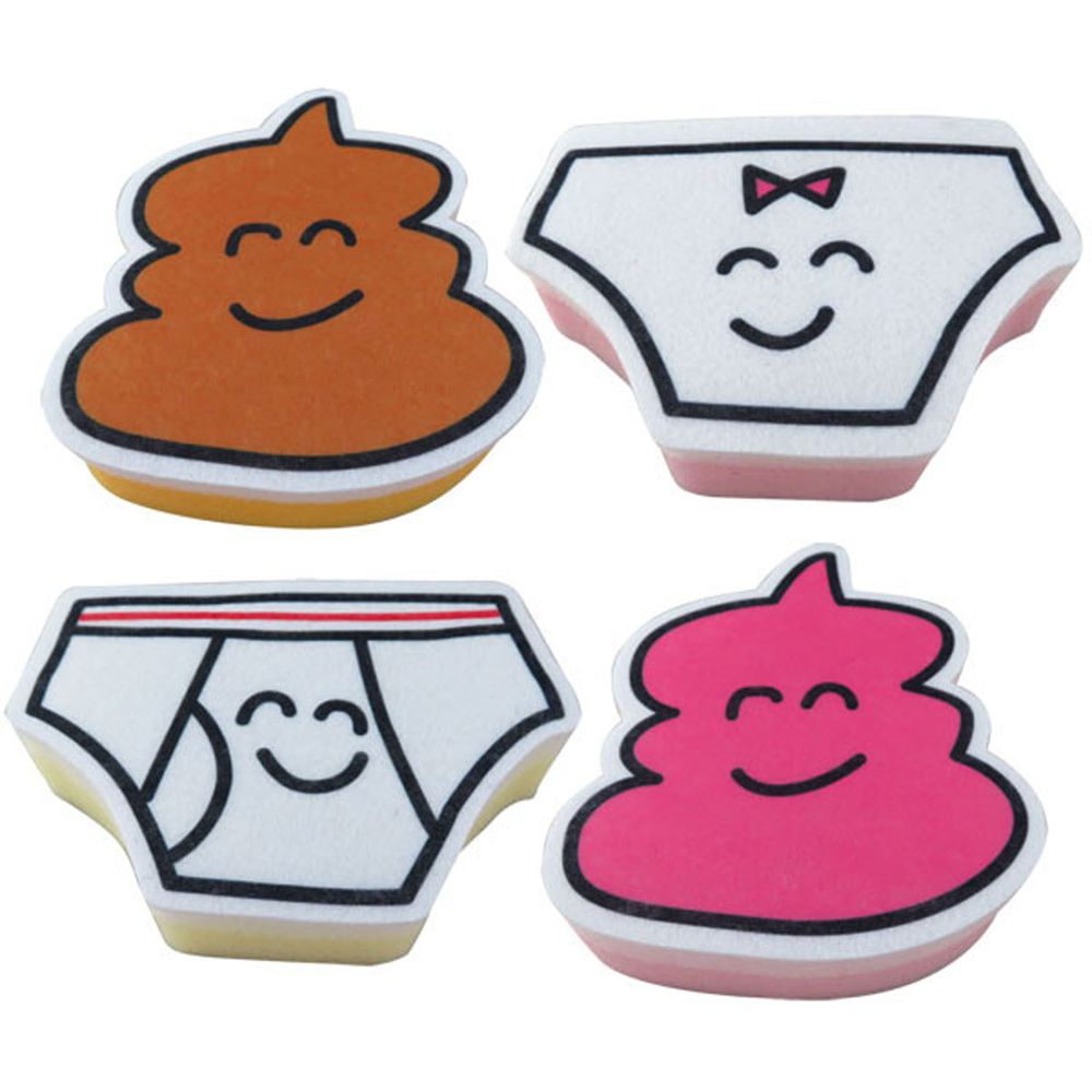 日本 OKUTANI - 童趣插畫洗碗海綿4件組-便便內褲系列