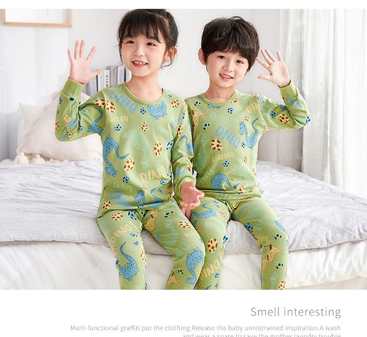 純棉兒童長袖家居服套裝-可愛貓貓-灰紫色