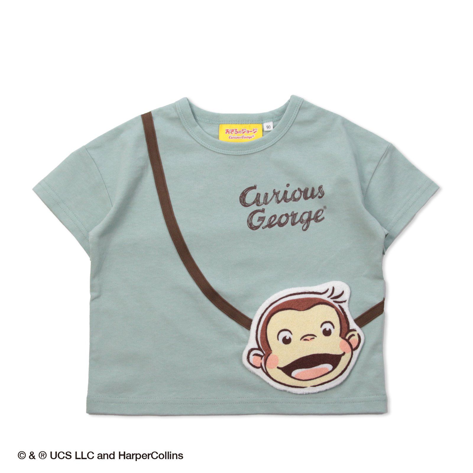 日本 Chil2 - 好奇猴聯名 印花短袖上衣-喬治笑臉-白