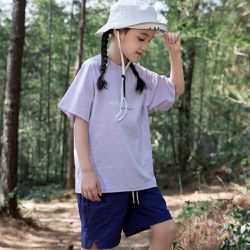 babybody - 涼感吸濕排汗短袖上衣-半開襟造型-紫色