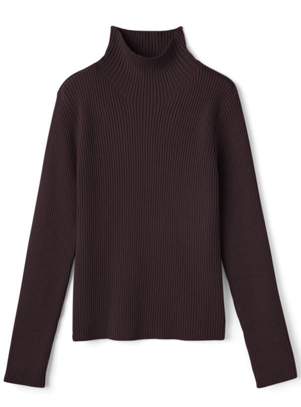 日本 GRL - 立領顯瘦彈性羅紋長袖上衣-皇家藍