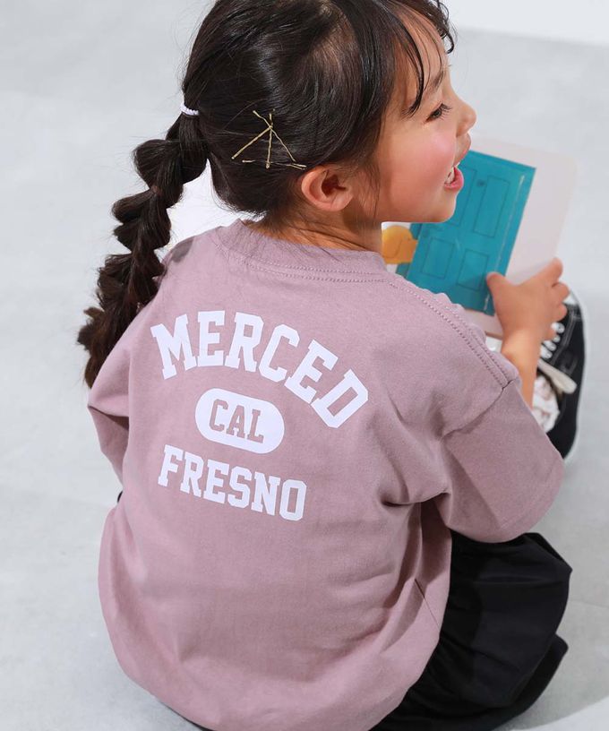 日本 devirock - 100%棉 定番印花寬版短袖上衣-藍布魯克林-淺灰