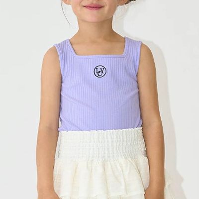 日本 Lycee mine - 品牌刺繡羅紋方領無袖上衣-紫