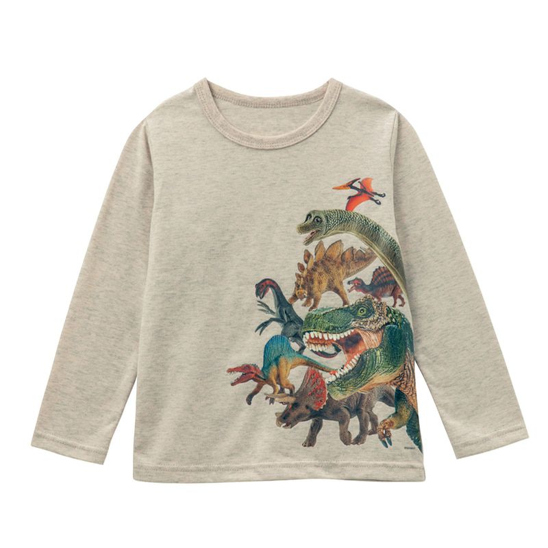 日本千趣會 - Schleich系列  GITA 純棉印花長袖上衣-帥氣暴龍-黑