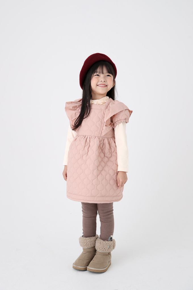 韓國 Coco Bang - 絎縫背心公主袖洋裝-粉