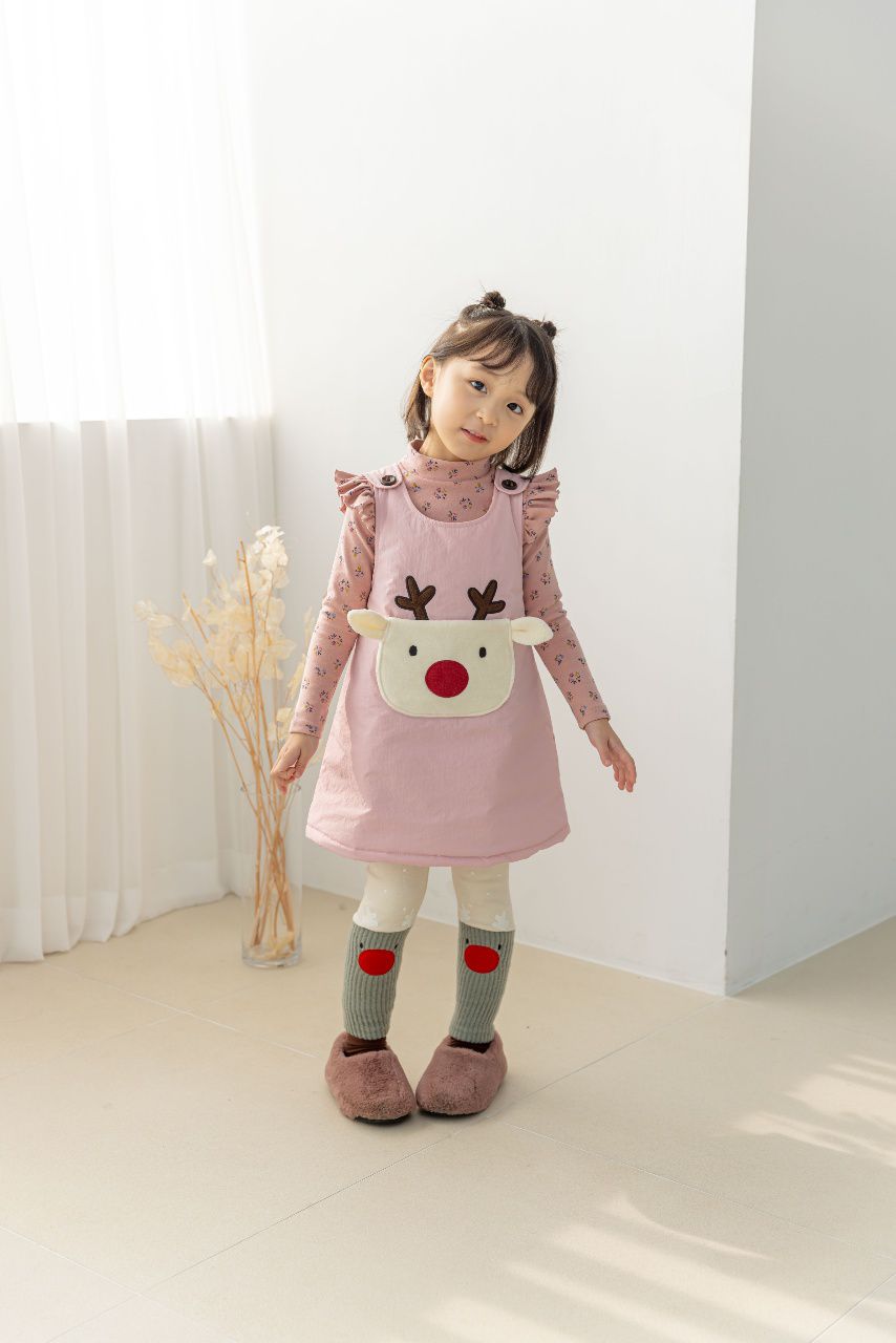 韓國 Orange Mom - 聖誕麋鹿內搭褲-米白