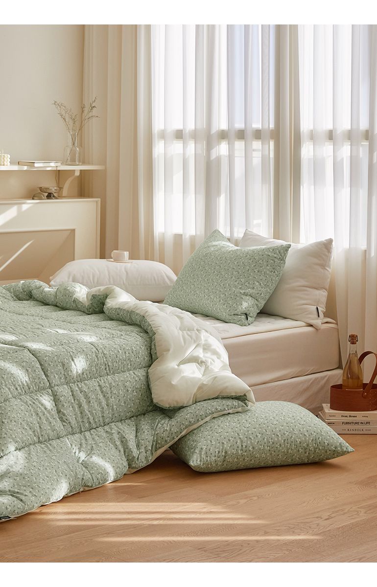 韓國 Maatila - 可水洗超細纖維桃皮感棉被(冬被)-綠庭院花圃