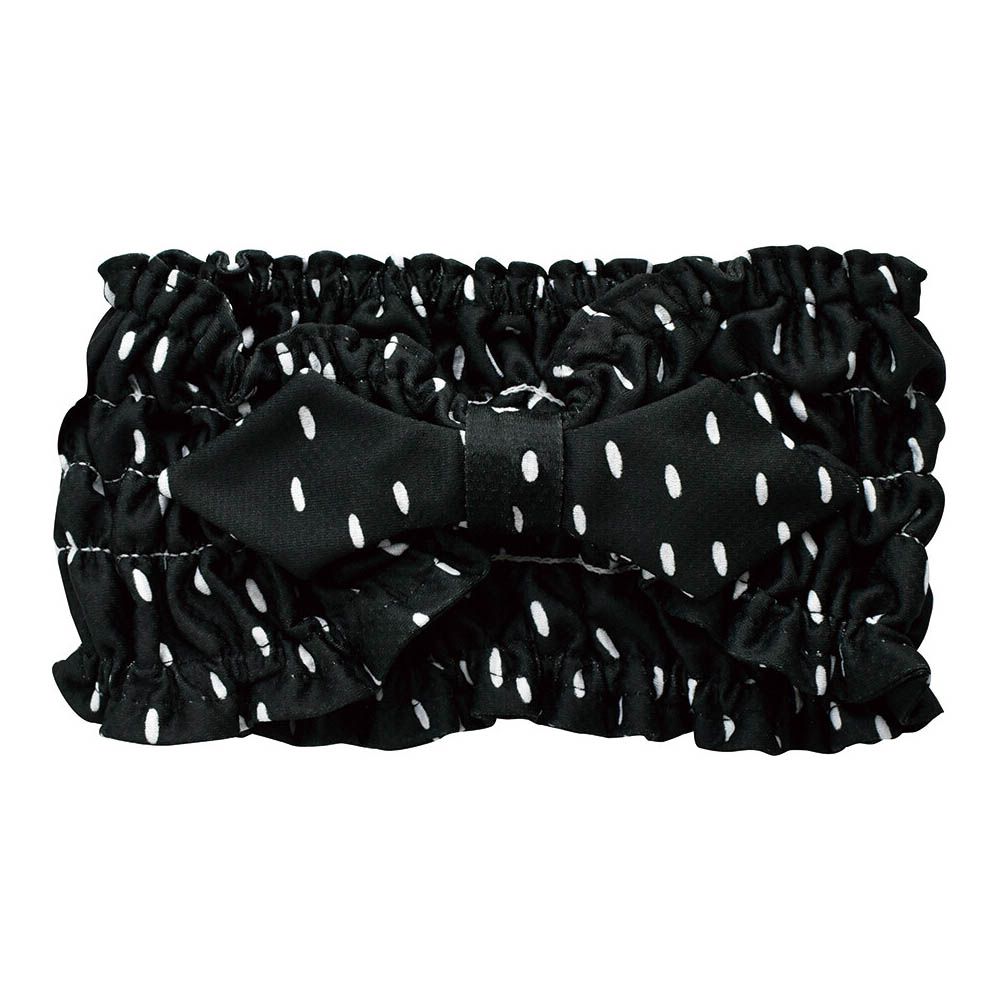 UV CUT抗菌加工皺摺涼感領巾/髮帶-點點-黑