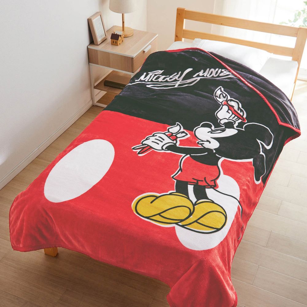 日本千趣會 - 迪士尼印花 輕量保暖毛毯/蓋毯-米奇彩繪 (一般單人(140×200cm))