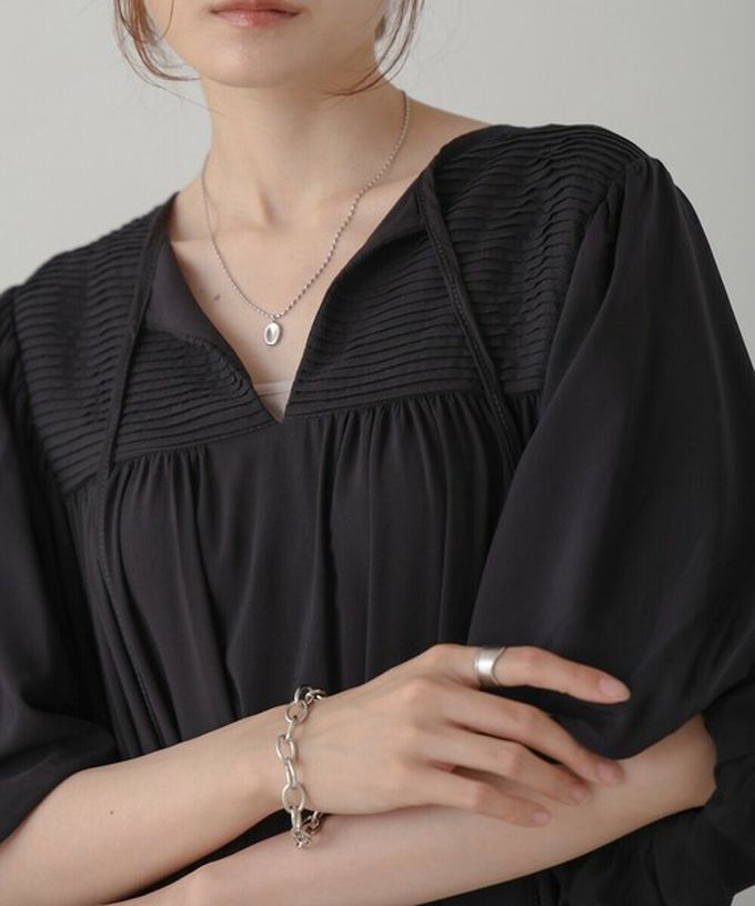 日本 Bab - 領口休閒綁帶泡泡短袖洋裝-經典黑 (M)